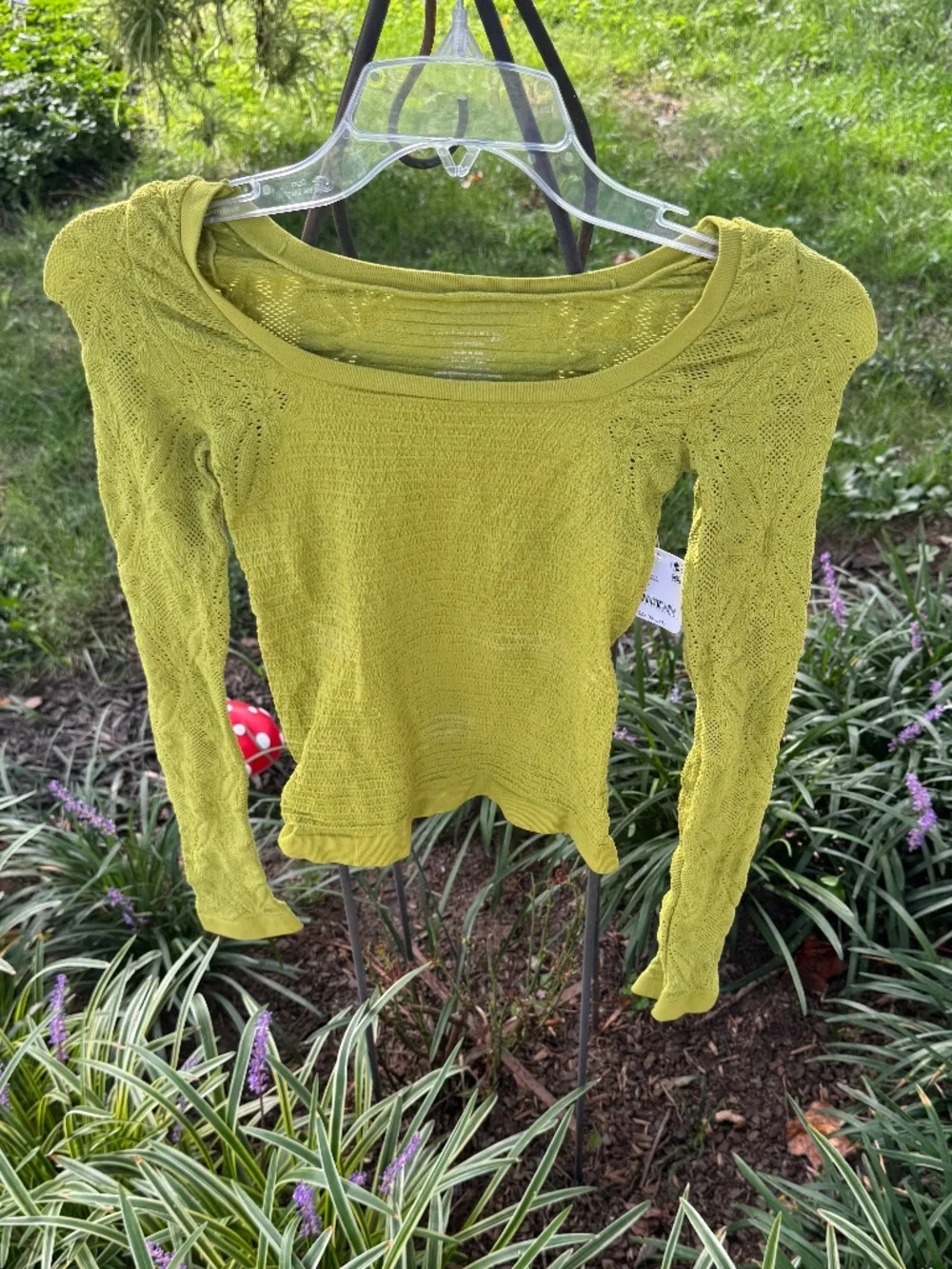 NWT Intimately Free People So Many Likes Long Sleeve Top - Chartreuse Textured